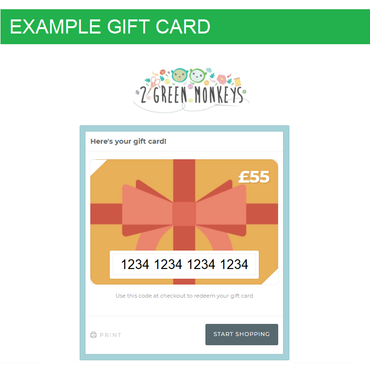 Gift Card - 2 Green Monkeys