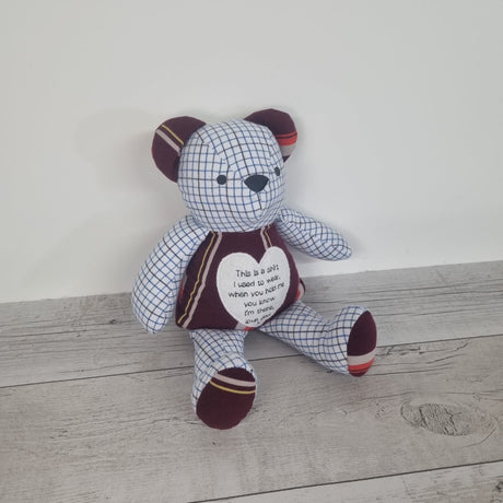 Memory keepsake bear - recycled from loved ones clothing / shirt - 2 Green Monkeys