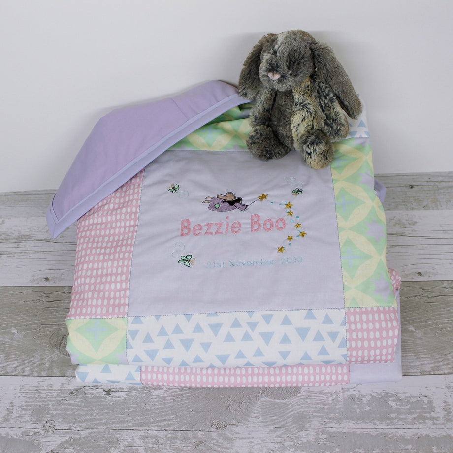 Personalised sales cot quilt