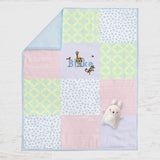 Personalised embroidered quilt - pastel zoo design - 2 Green Monkeys